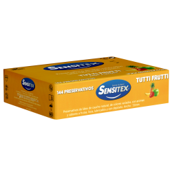 Sensitex «Tutti Frutti» 144 multi-coloured and vegan condoms with taste - from Spain, bulk pack
