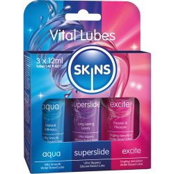 Skins «Vital Tubes» 3 x 12ml verschiedene Sorten Gleitgel - Sortiment zum Probieren