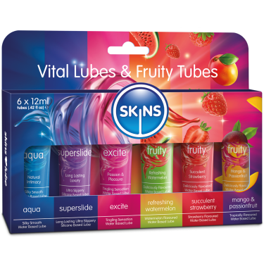 Skins «Vital & Fruity Tubes» 6 x 12ml verschiedene Sorten Gleitgel - Sortiment zum Probieren