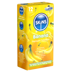 Skins «Banana» 12 condoms with fruity banana flavour - without latex smell