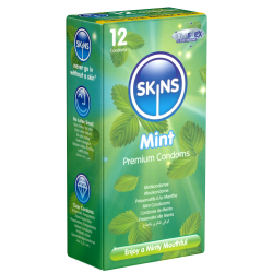 Skins «Mint» 12 condoms with refreshing mint flavour - without latex smell