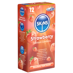 Skins «Strawberry» 12 Kondome mit feinem Erdbeeraroma - ohne Latexgeruch