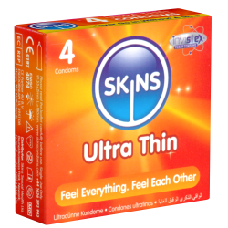 Skins «Ultra Thin» 4 ultra dünne Kondome aus kristallklarem Latex - ohne Latexgeruch