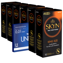 SKYN «King Size» - Vorteilspack - 60 (6x10) latexfreie Kondome + 1x Kamyra Unique Pull gratis!