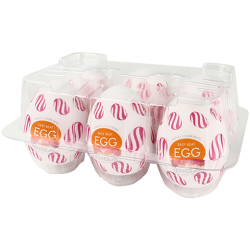 Tenga Egg Sixpack «Curl» Einmal-Masturbatoren mit stimulierender Struktur (Orgasmusnoppen), 6 Stück