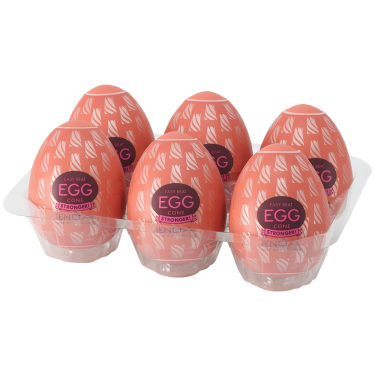 Tenga Egg Stronger Sixpack «Cone» Einmal-Masturbator mit stimulierender Struktur (eckige Noppen), 6 Stück
