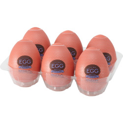 Tenga Egg Stronger Sixpack «Misty II» Einmal-Masturbator mit stimulierender Struktur (Zacken-Noppen), 6 Stück