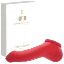 Toylie Latex Penis Sleeve «ADAM 5.5» red, with molded glans and scrotum
