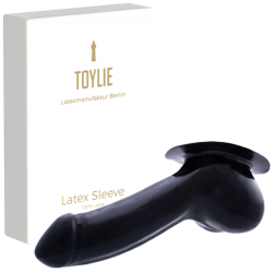 Toylie Latex-Penishülle «ADAM» schwarz, mit Basis-Platte zum Ankleben an Latexkleidung