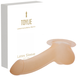 Toylie Latex Penis Sleeve «ADAM» semi-transparent, with base plate for sticking to latex clothing - suitable for vegans