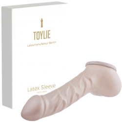 Toylie Latex Penis Sleeve «FRANZ» silver, with strong veins and molded scrotum