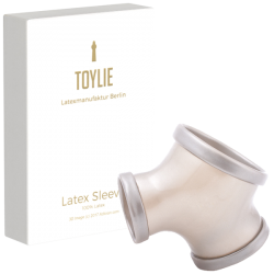 Toylie Latex Penis Sleeve «GIL» silver, without shaft, with penis and testicle ring