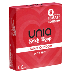 UNIQ «Sexy Hoop» Kondomslip, 3 latexfreie Frauenkondome mit Ring - keine Unterbrechung des Vorspiels nötig