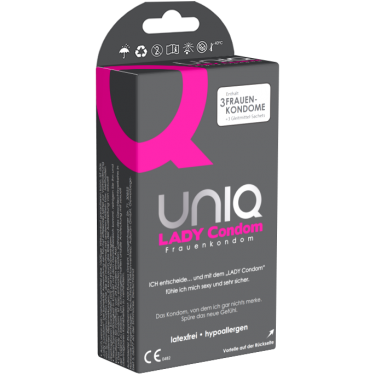 UNIQ «Lady Condom» Kondomslip, 3 latexfreie Frauenkondome - keine Unterbrechung des Vorspiels nötig