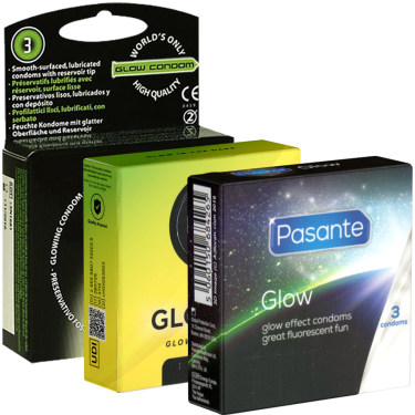 Kondomotheke® Glow Mix Nr.1 - 3x3 glowing condoms for more fun in the dark