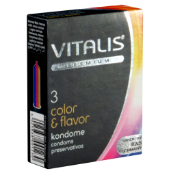 Vitalis PREMIUM «Color & Flavour» 3 bunte aromatische Kondome für aufregenden Oralverkehr