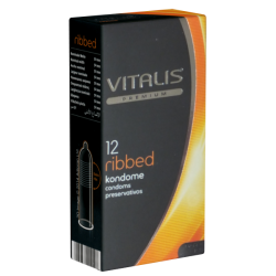 Vitalis PREMIUM «Ribbed» 12 Kondome mit Rippen für das extra harte Sexerlebnis
