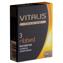 Vitalis PREMIUM «Ribbed» 3 Kondome mit Rippen für das extra harte Sexerlebnis