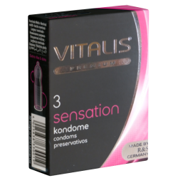 Vitalis PREMIUM «Sensation» 3 unglaublich stimulierende Kondome mit 3-in-1 Effekt