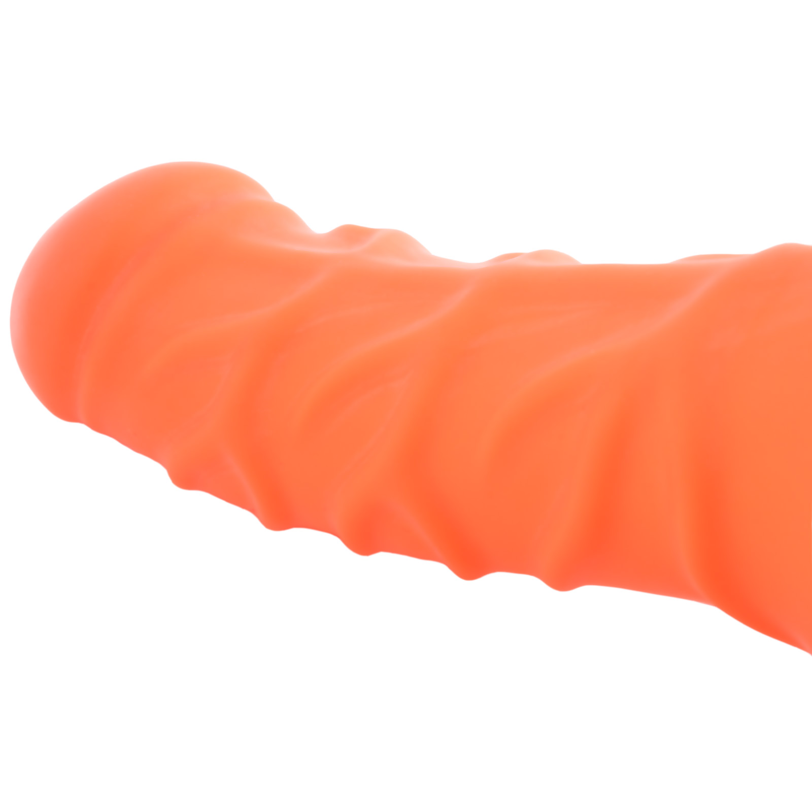 Toylie Latex Penis Sleeve «FRANZ» neon orange (glow effect), with strong veins and molded scrotum