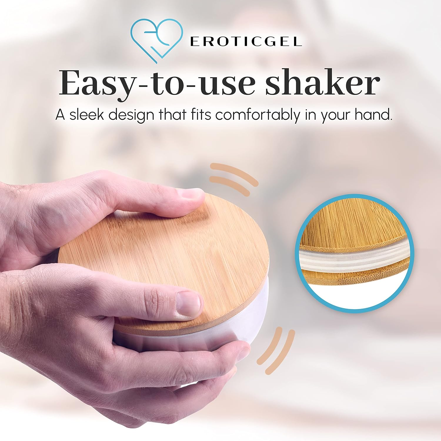 EROTICGEL «Massage Gel Shaker Bowl» Schale für Nuru-Massagegel, Silberfarben mit Deckel aus Bambus