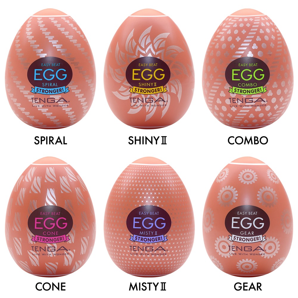 Tenga Egg Mixpack «Hard Boiled Stronger» Einmal-Masturbatoren mit stimulierender Struktur, 6 Stück