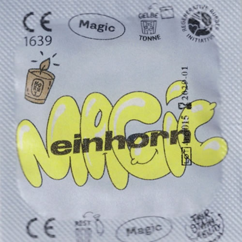 Einhorn Condoms «MAGIC» 3 dünne vegane Kondome in der Chipstüte