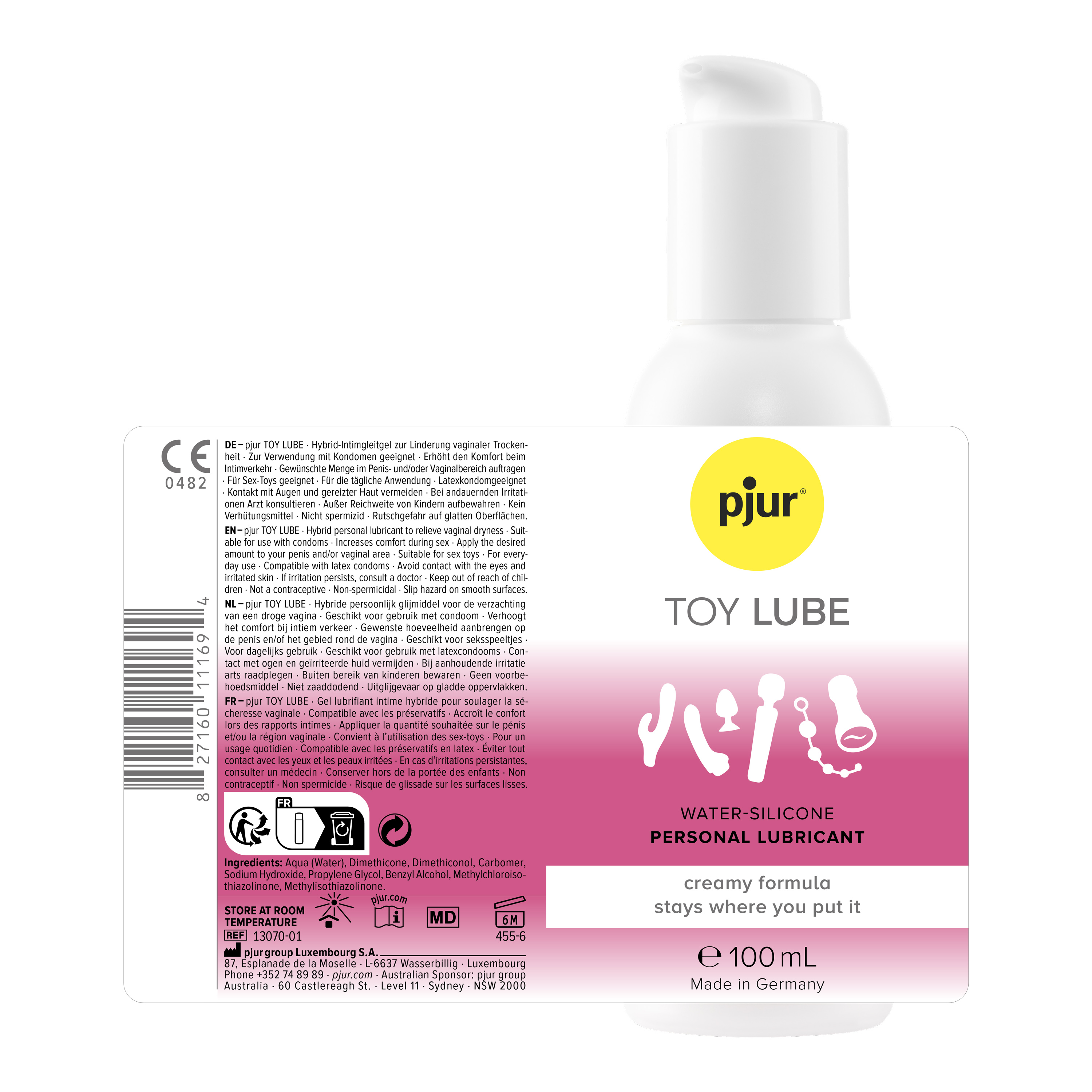 pjur® «Toy Lube» Water Silicone Personal Lubricant, Premium-Gleitgel auf Wasserbasis, ohne Öl, Latex-kompatibel 100ml