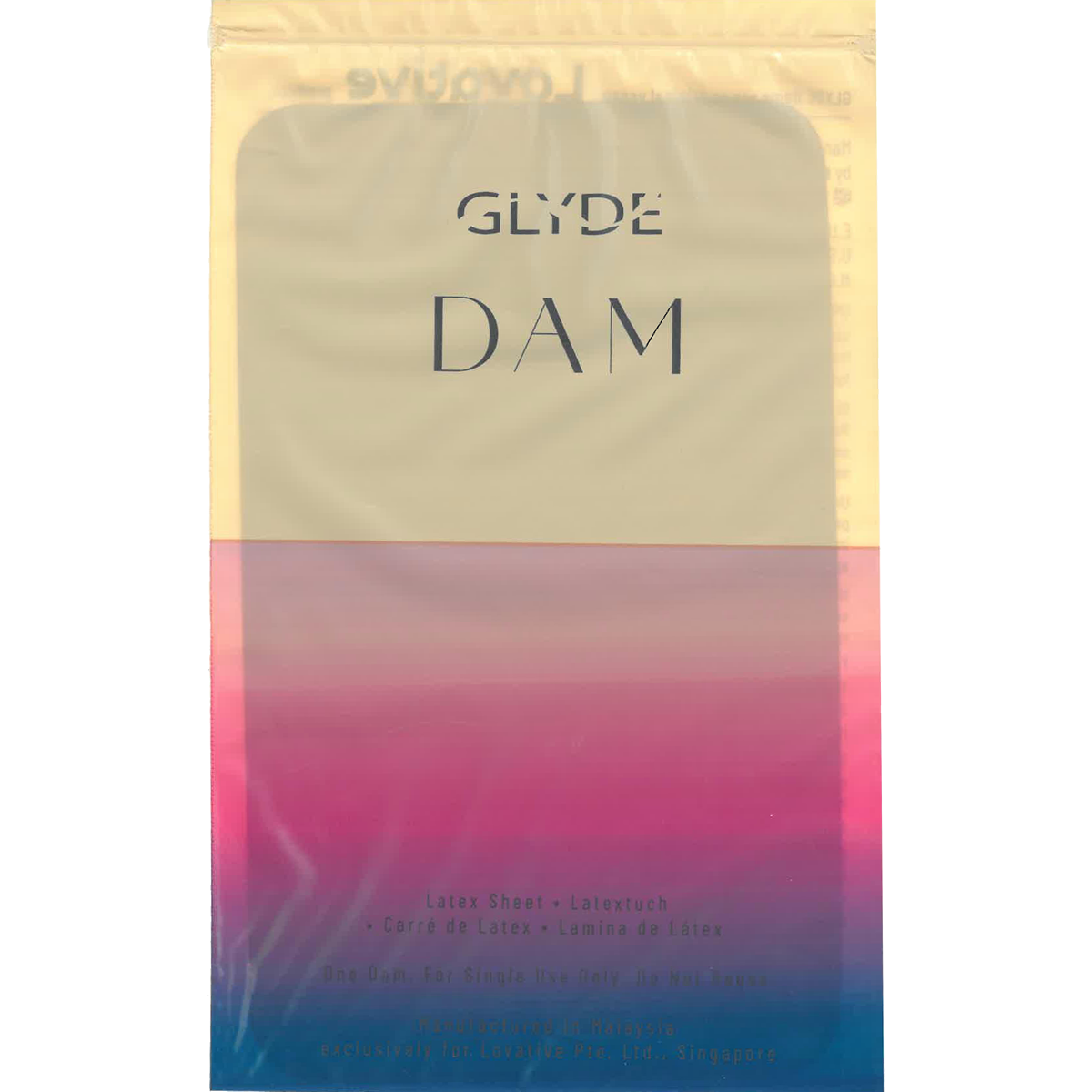 Glyde Dams «MIX» 4 coloured latex sheets (oral dams) with scent
