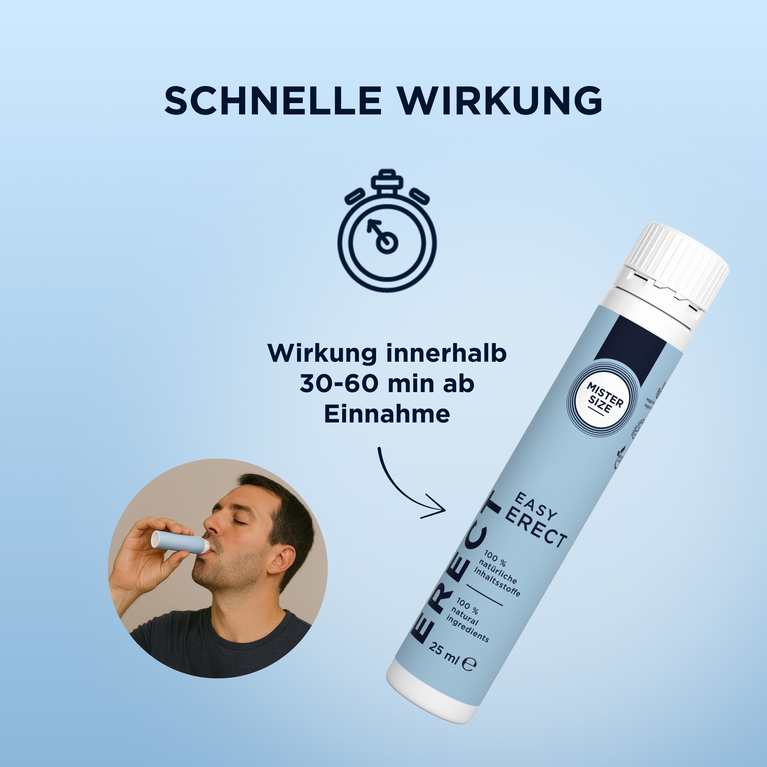 Mister Size «Easy Erect» 25ml Shot für Männer zur Erektionssteigerung, vegan, halal