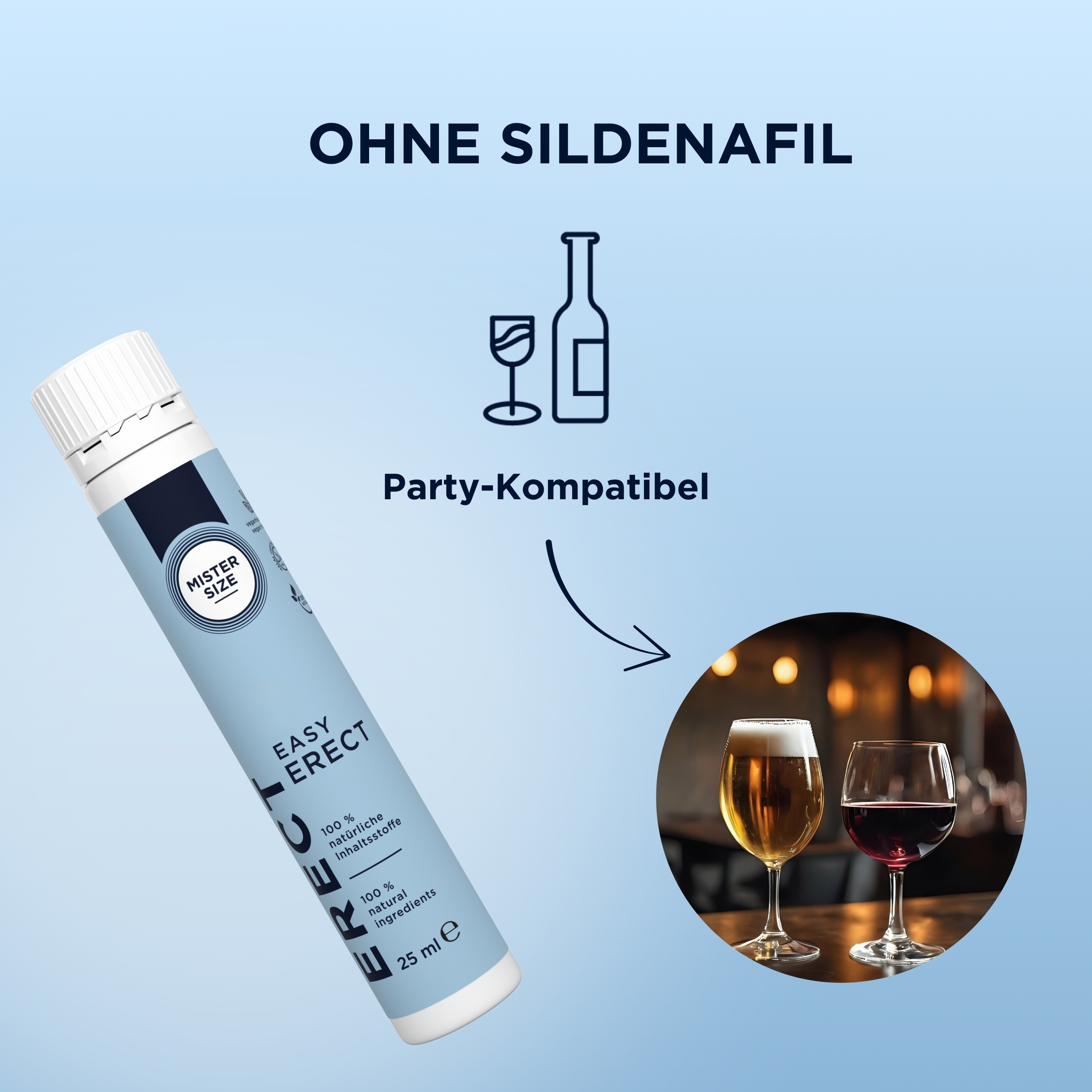 Mister Size «Easy Erect» 25ml Shot für Männer zur Erektionssteigerung, vegan, halal