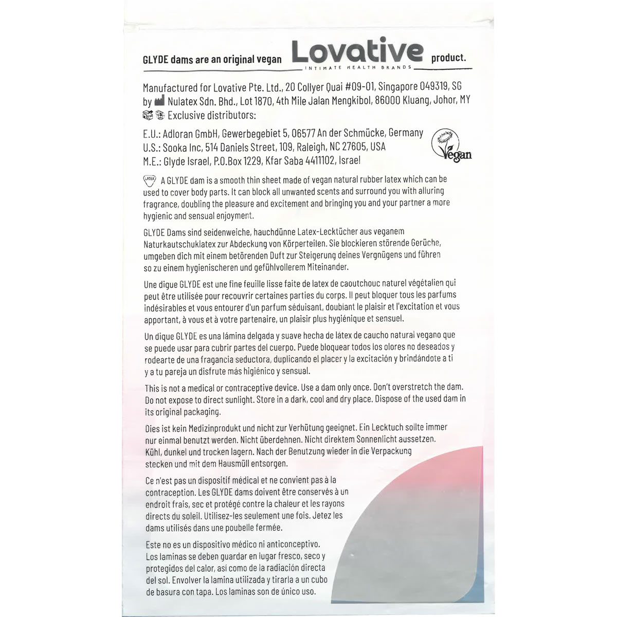 Glyde Dams «MIX» 100 farbige Latex-Schutztücher (Lecktücher) mit Duft (3)