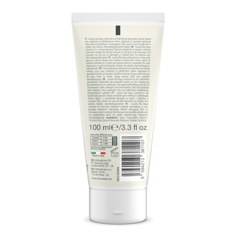 LuxuriA BIO «Aqua Lubricant» 100ml wasserbasiertes natürliches Gleitgel