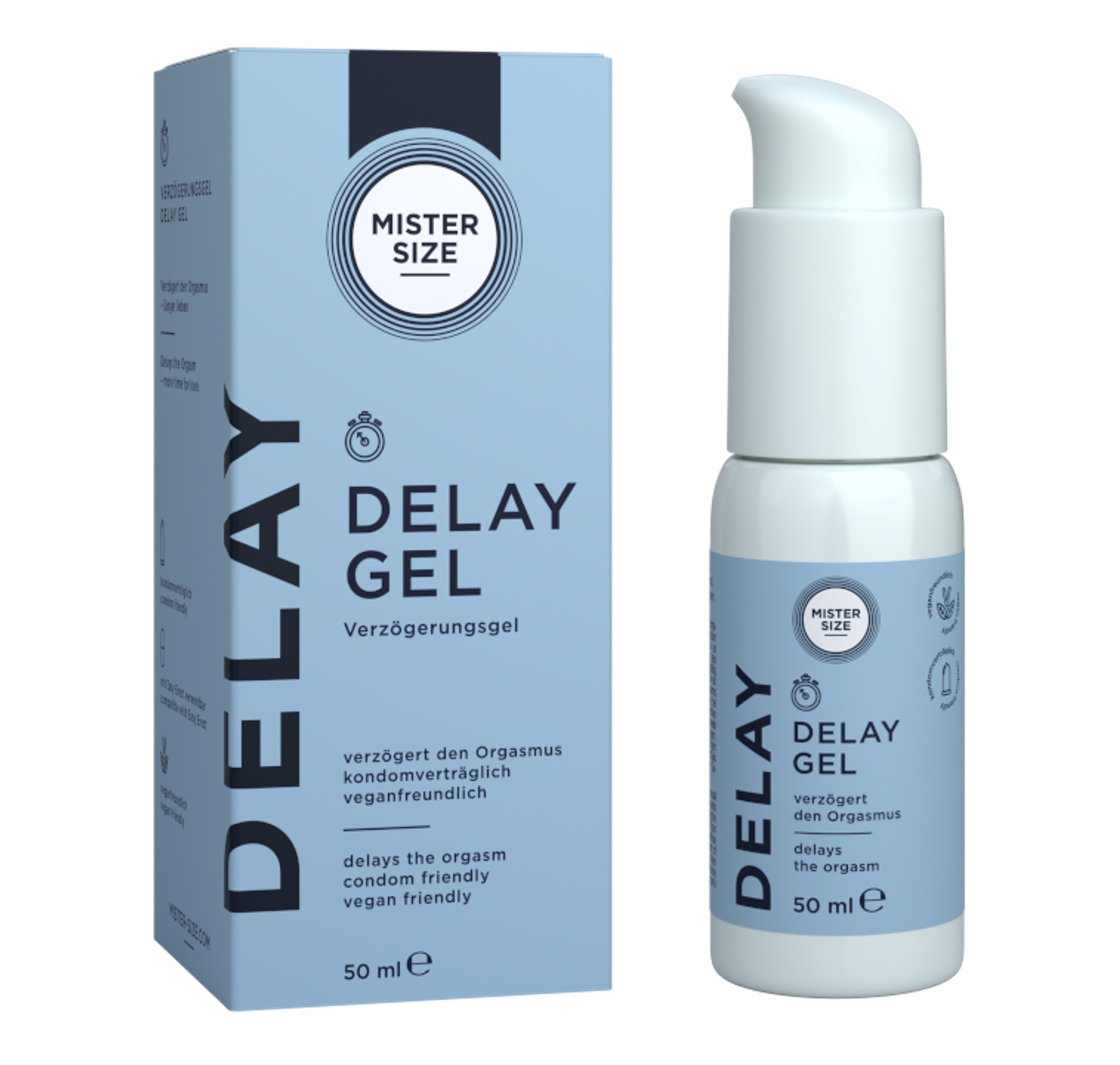 Mister Size «Delay Gel» 50 Verzögerungsgel auf Wasserbasis - passt perfekt zu Ihren Kondomen