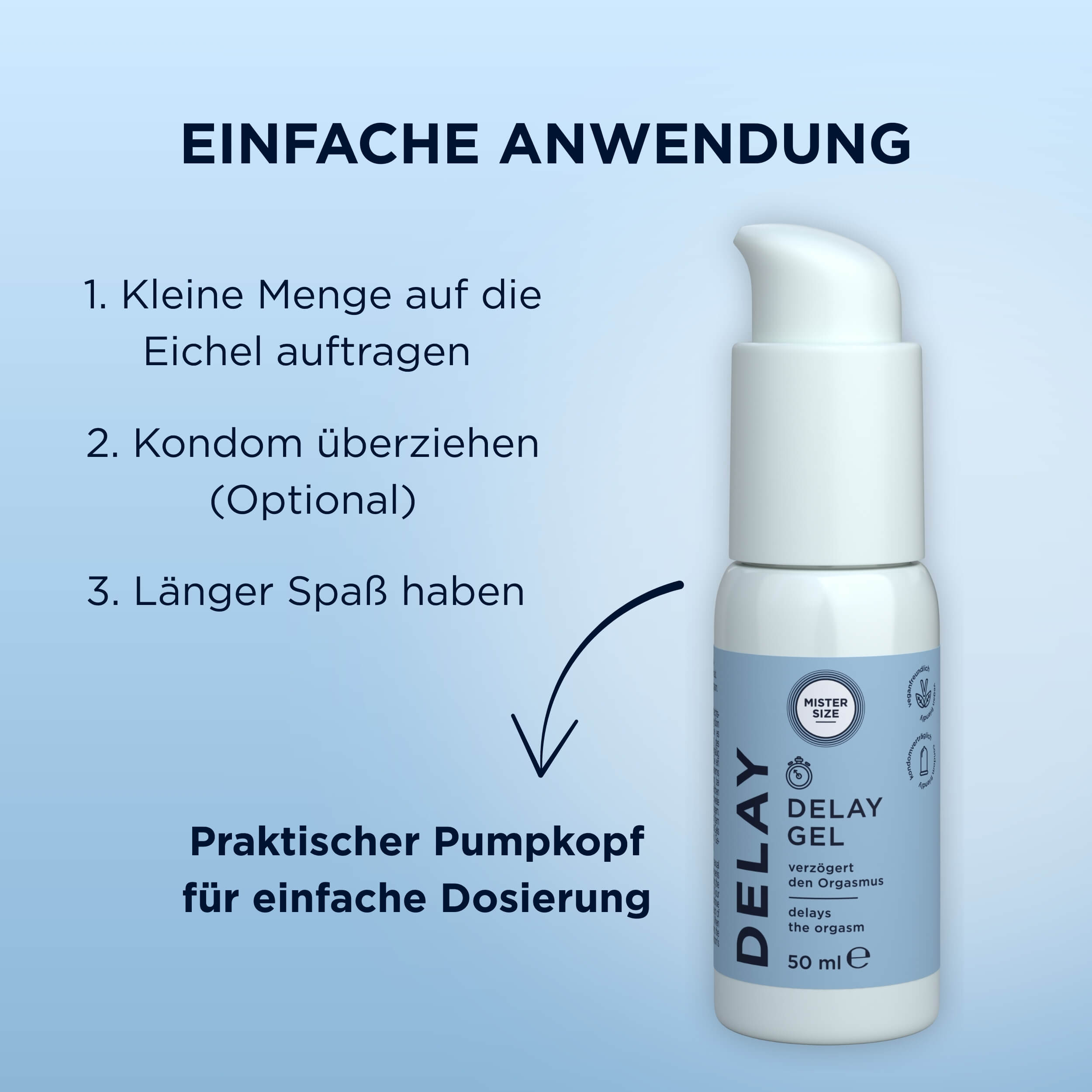 Mister Size «Delay Gel» 50 Verzögerungsgel auf Wasserbasis - passt perfekt zu Ihren Kondomen