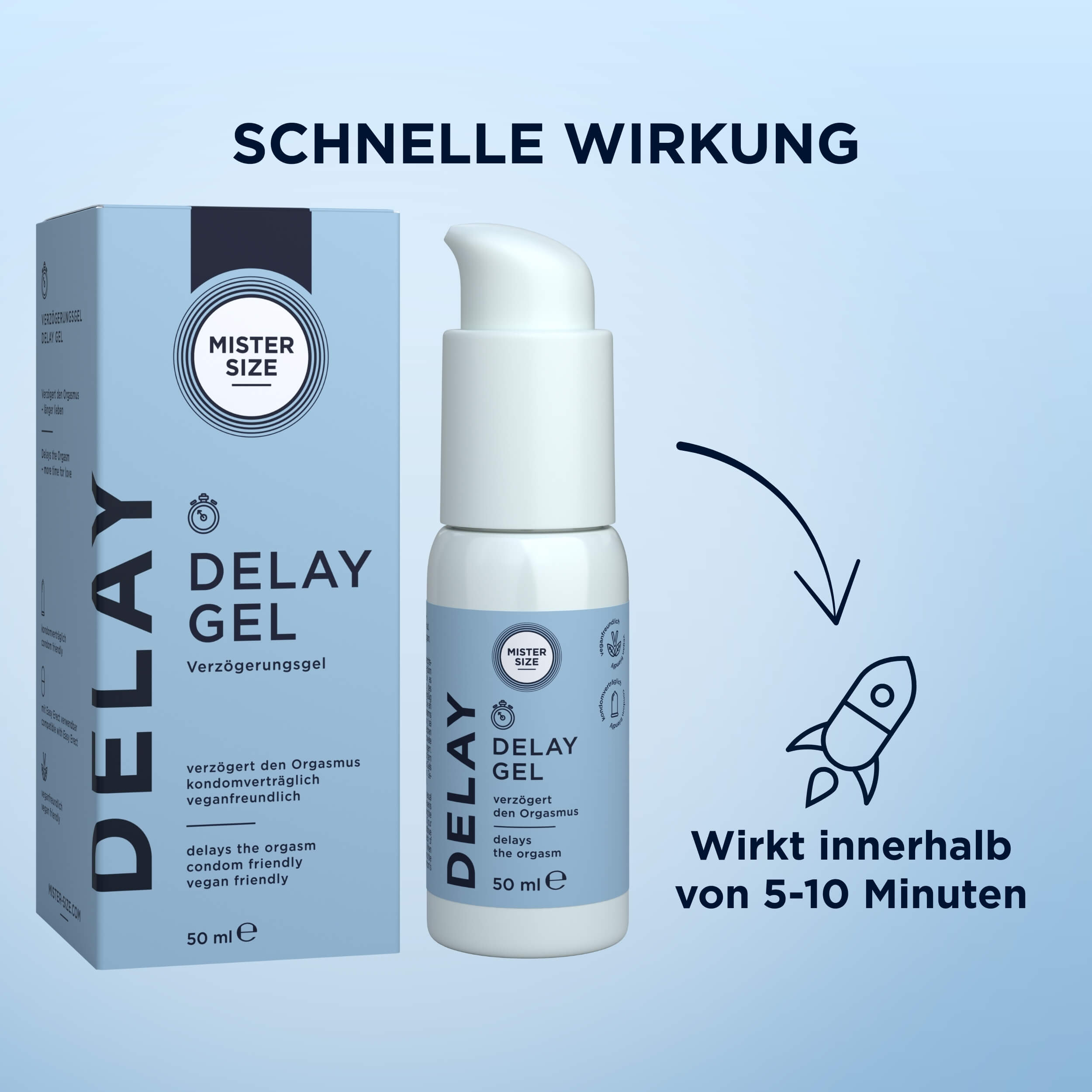 Mister Size «Delay Gel» 50 Verzögerungsgel auf Wasserbasis - passt perfekt zu Ihren Kondomen