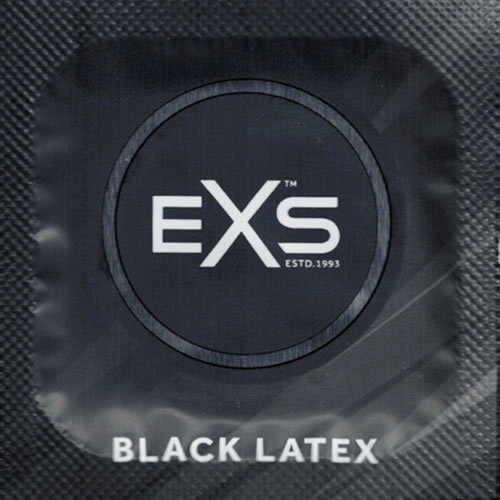 EXS «Black Latex» Comfy Fit, 48 schwarze Kondome mit anatomischer Form