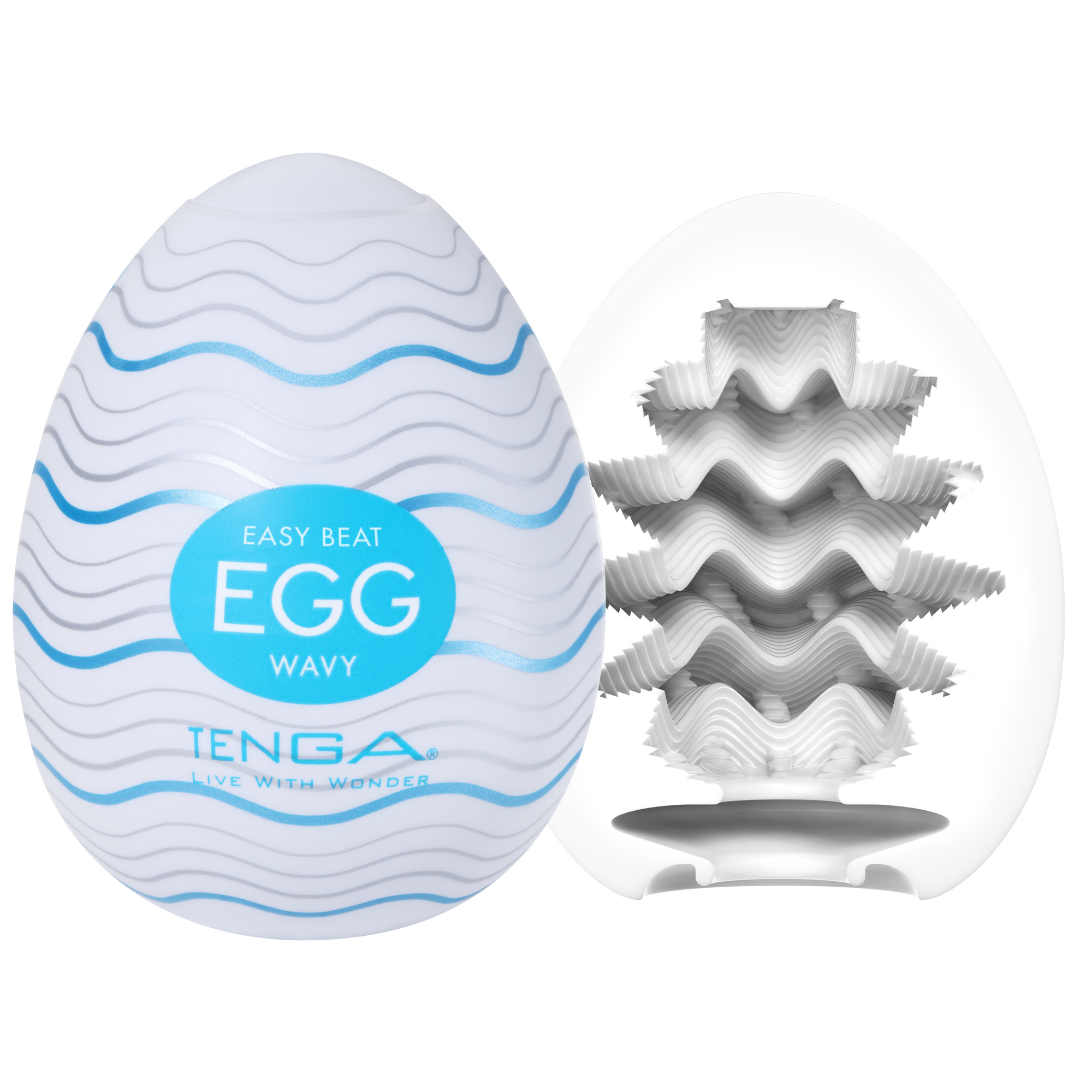 Tenga Egg «Wavy» Einmal-Masturbator mit stimulierender Struktur (Rippen-Wellen)