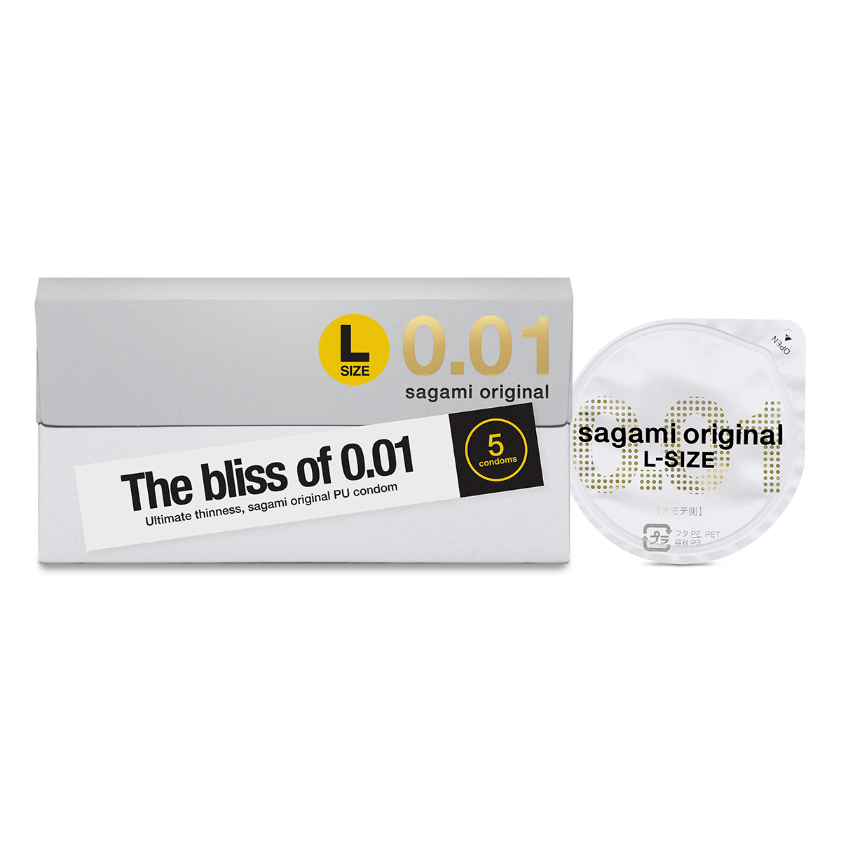 Sagami «Original 0.01 L-Size» latexfrei, 5 extrem gefühlsechte und ultradünne Kondome für Latex-Allergiker (9)