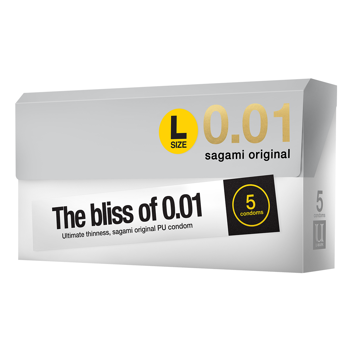 Sagami «Original 0.01 L-Size» latexfrei, 5 extrem gefühlsechte und ultradünne Kondome für Latex-Allergiker (6)