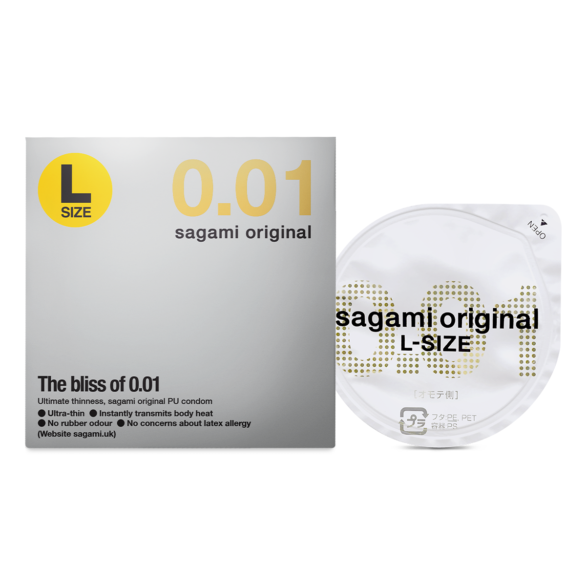 Sagami «Original 0.01 L-Size» latexfrei, 1 extrem gefühlsechtes und ultradünnes Kondom für Latex-Allergiker (7)
