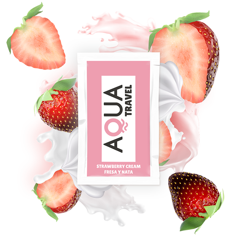 AQUA «Travel» Strawberry Cream, 6ml wasserbasiertes Gleitgel mit Geschmack für Oralverkehr
