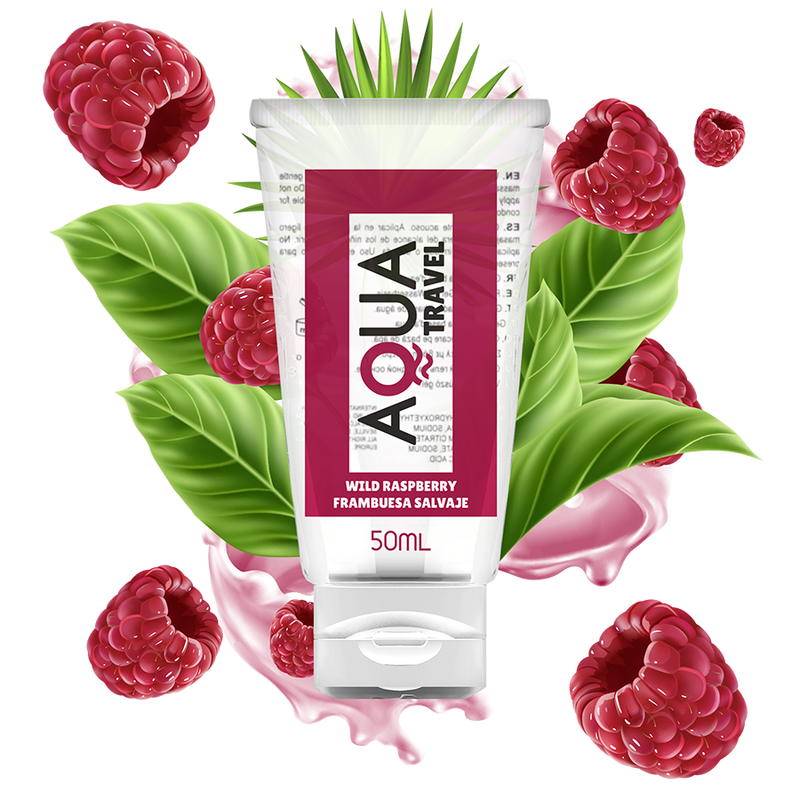 AQUA «Travel» Wild Raspberry, 50ml wasserbasiertes Gleitgel mit Geschmack für Oralverkehr
