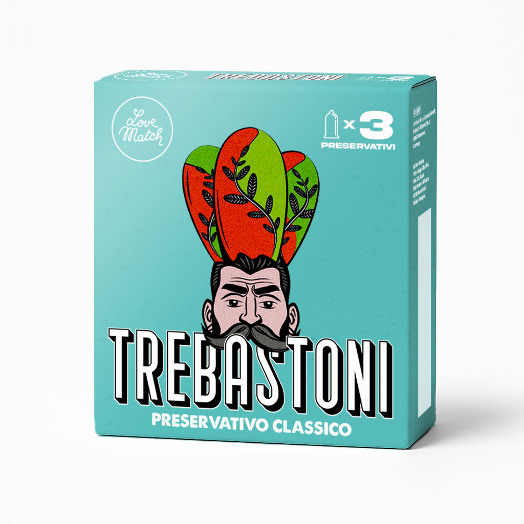 Love Match «Trebastoni» 3 klassische Kondome im Retro-Design