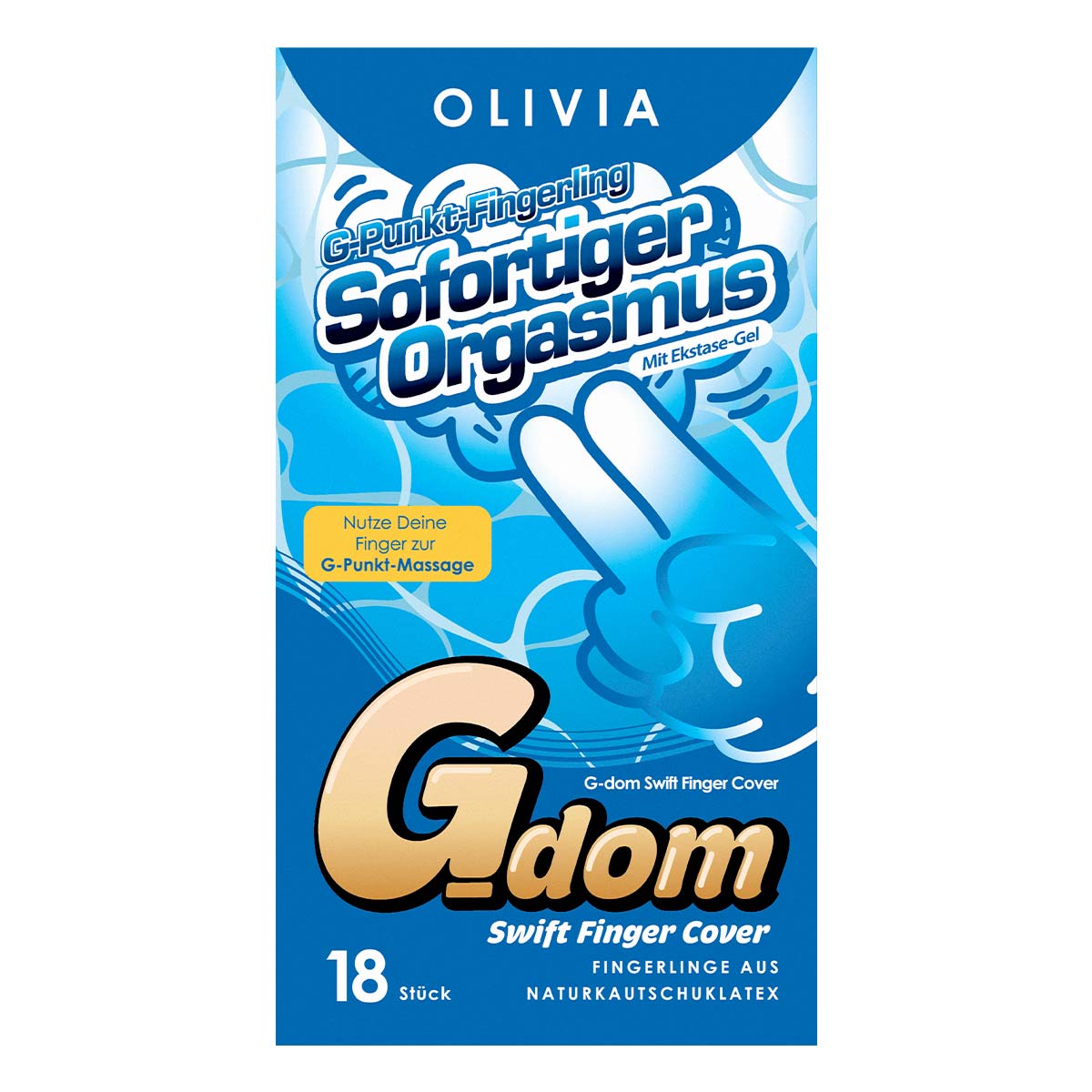 Olivia «G Dom Swift» 18 Fingerkondome mit Ekstase-Gel