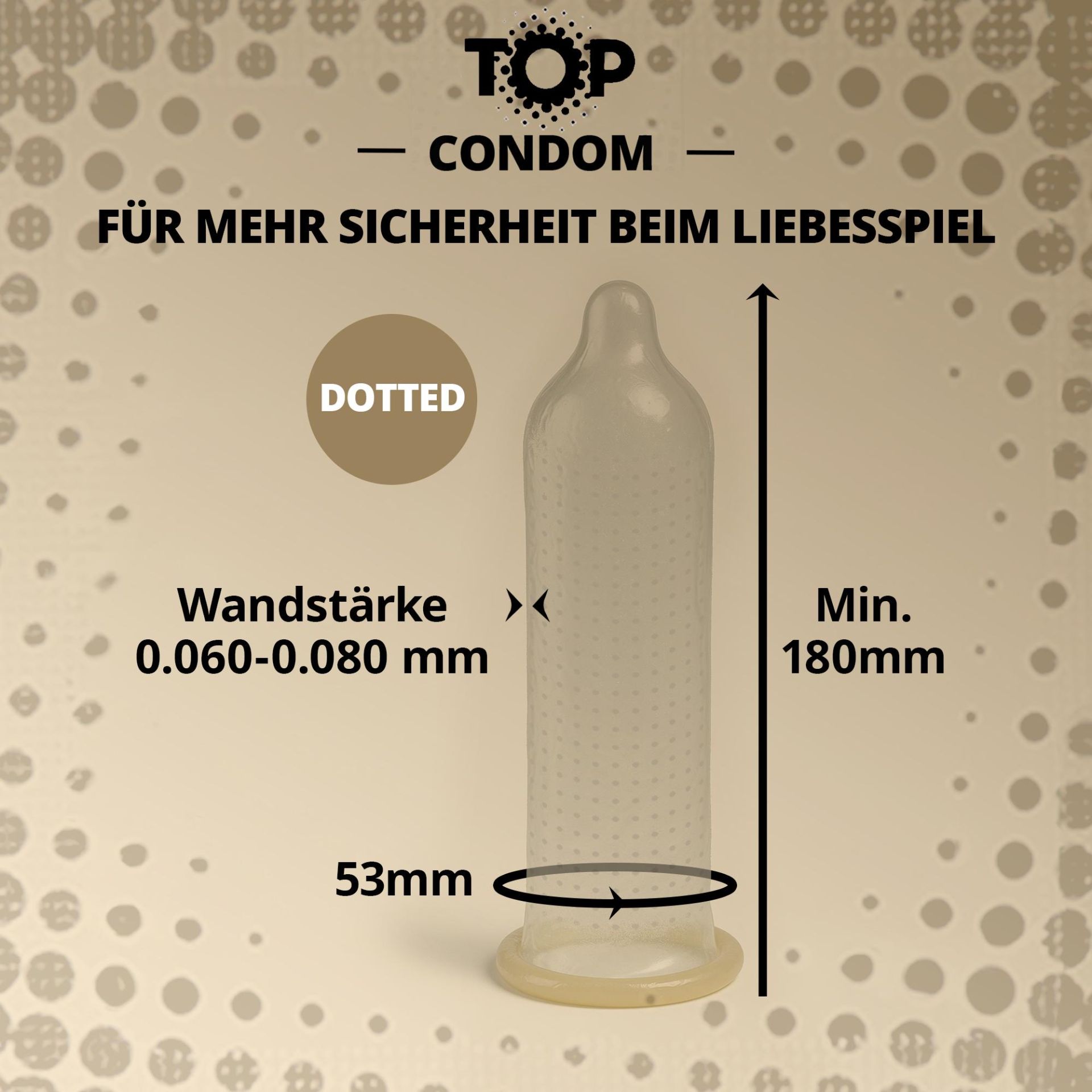 TOP «DotCom - Where pleasure connects» Super Dot, 12 Kondome mit parallelen Noppen