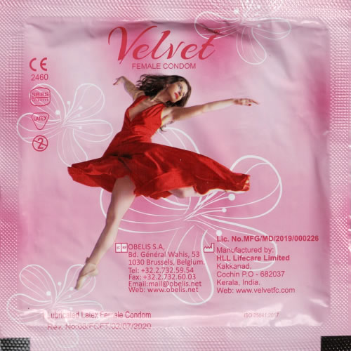 Velvet «Female Condom» 4 extra feuchte Frauenkondome (Femidom) aus Latex