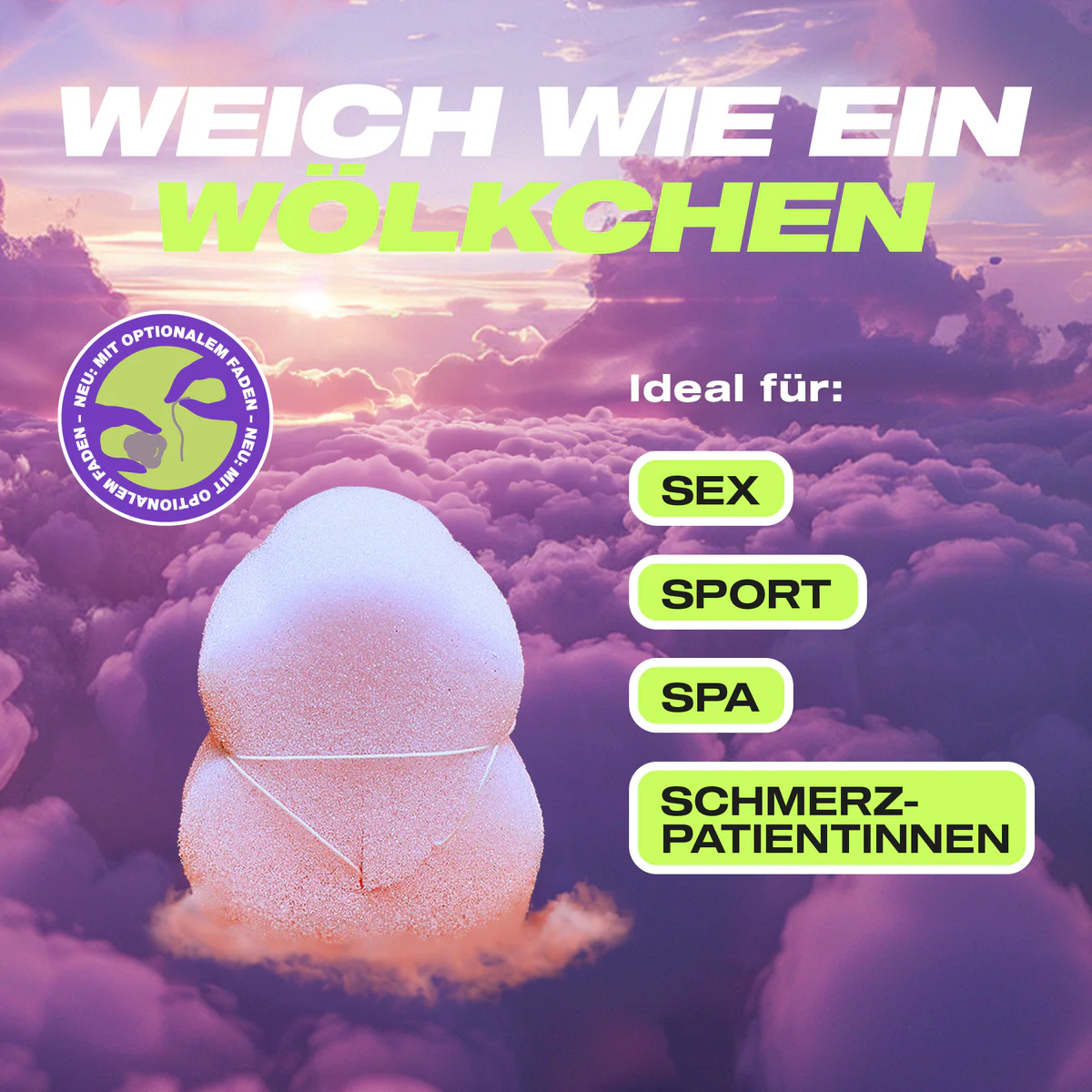 Nevernot «Soft-Tampons» 10 Stück, aus super weichem Schaumstoff, mit optionalem Faden