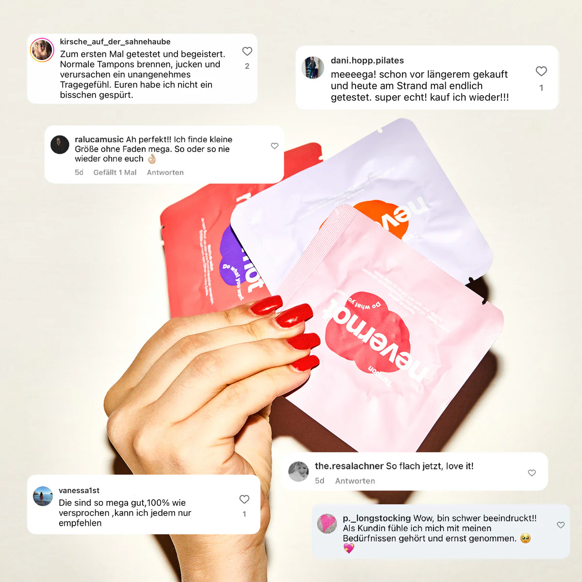 Nevernot «Soft-Tampons» 10 Stück, aus super weichem Schaumstoff, mit optionalem Faden