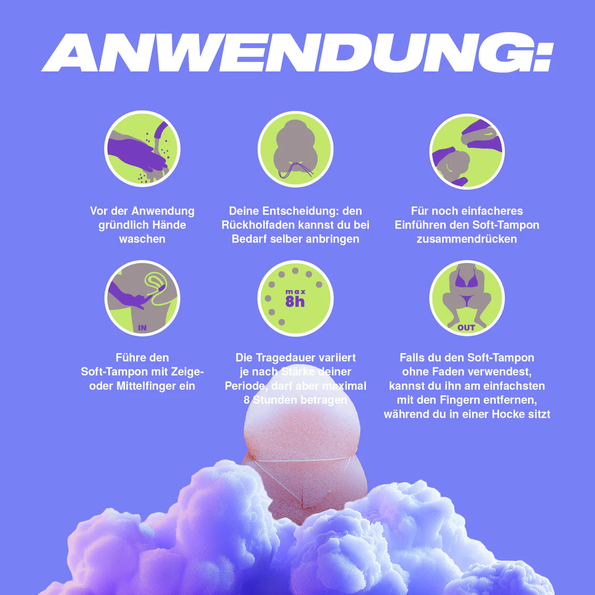 Nevernot «Soft-Tampons» 10 Stück, aus super weichem Schaumstoff, mit optionalem Faden